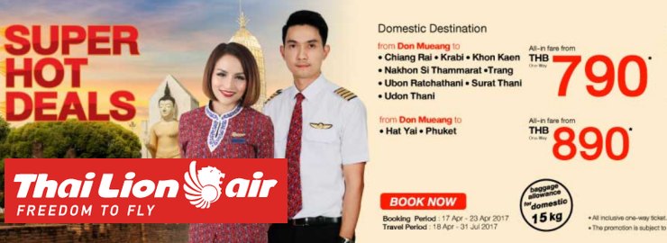 Flights to Krabi, Phuket, Bangkok, Chiang-Mai, Khon-Kaen, Udon-Thani
